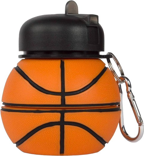 Collapsible Basketball Silicone Water Bottle, 500ml Portable