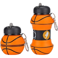 Collapsible Basketball Silicone Water Bottle, 500ml Portable